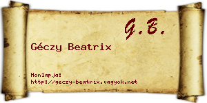 Géczy Beatrix névjegykártya